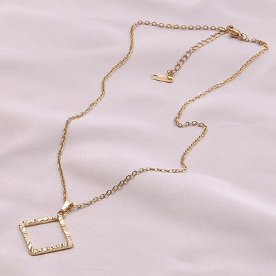 Jewelry Basic Simple Style Classic Style Square 304 Stainless Steel 18K Gold Plated Plating Pendant Necklace