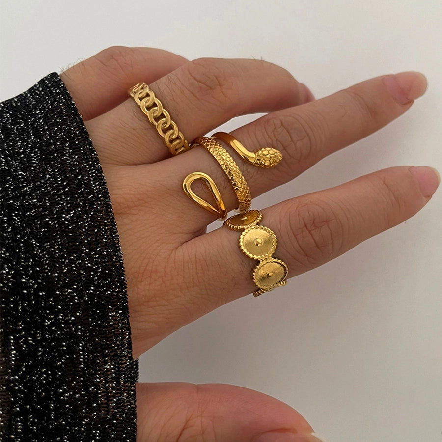 Jewelry IG Style Nordic Style Commute Solid Color 316L Stainless Steel  18K Gold Plated Irregular Open Rings