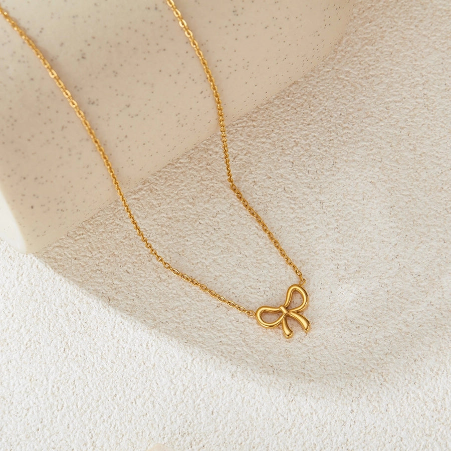 Jewelry IG Style Simple Style Bow Knot 304 Stainless Steel Pendant Necklace