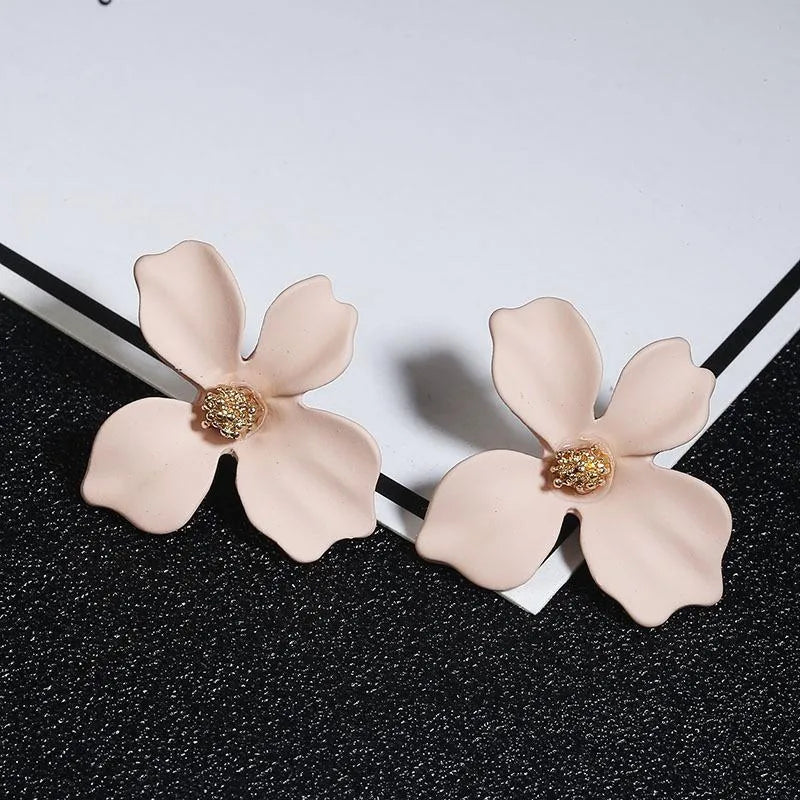 Flower Plating Alloy No Inlaid Stud Earrings