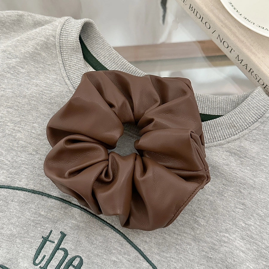 Autumn and Winter Anka ~ High-Grade Leather Large Intestine Hair Band Female Korean Style Low Ponytail Rubber Band Bun Hair Rope Hair Accessories