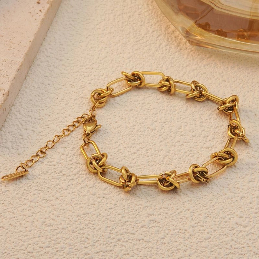 Rock Classic Style Streetwear Solid Color 304 Stainless Steel 18K Gold Plated Bracelets In Bulk