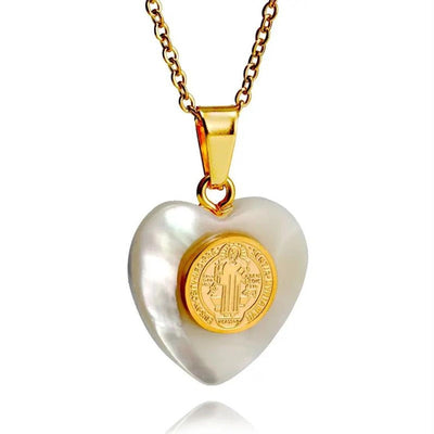 Elegant Heart Shape 304 Stainless Steel Shell  Pendant Necklace