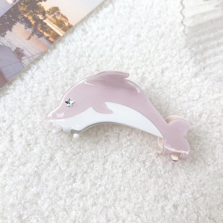 Women's Sweet Dolphin Acetic acid sheets Inlay Rhinestones Hair Claws