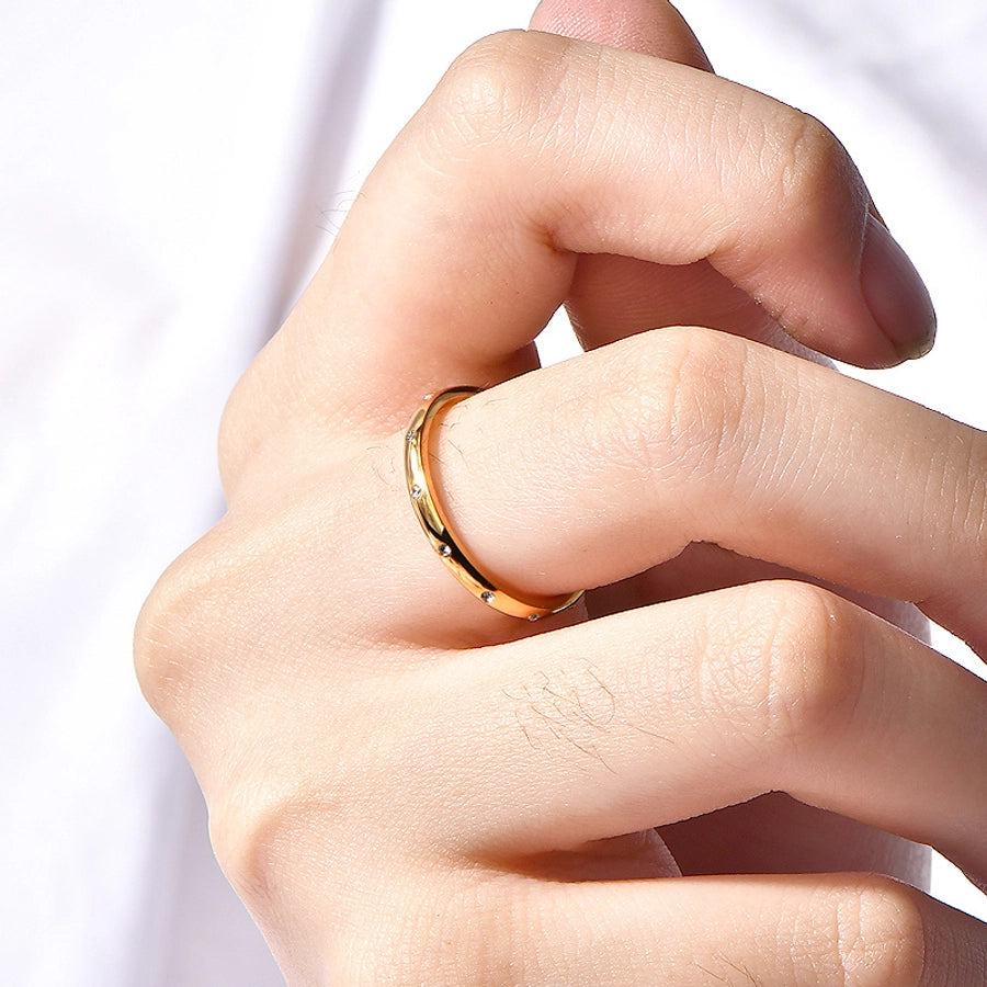 Simple Fashion Diamond Water Drop Simple Bracelet Ring 18K Zircon Niche Ring Female Titanium Steel No Fading Ornament