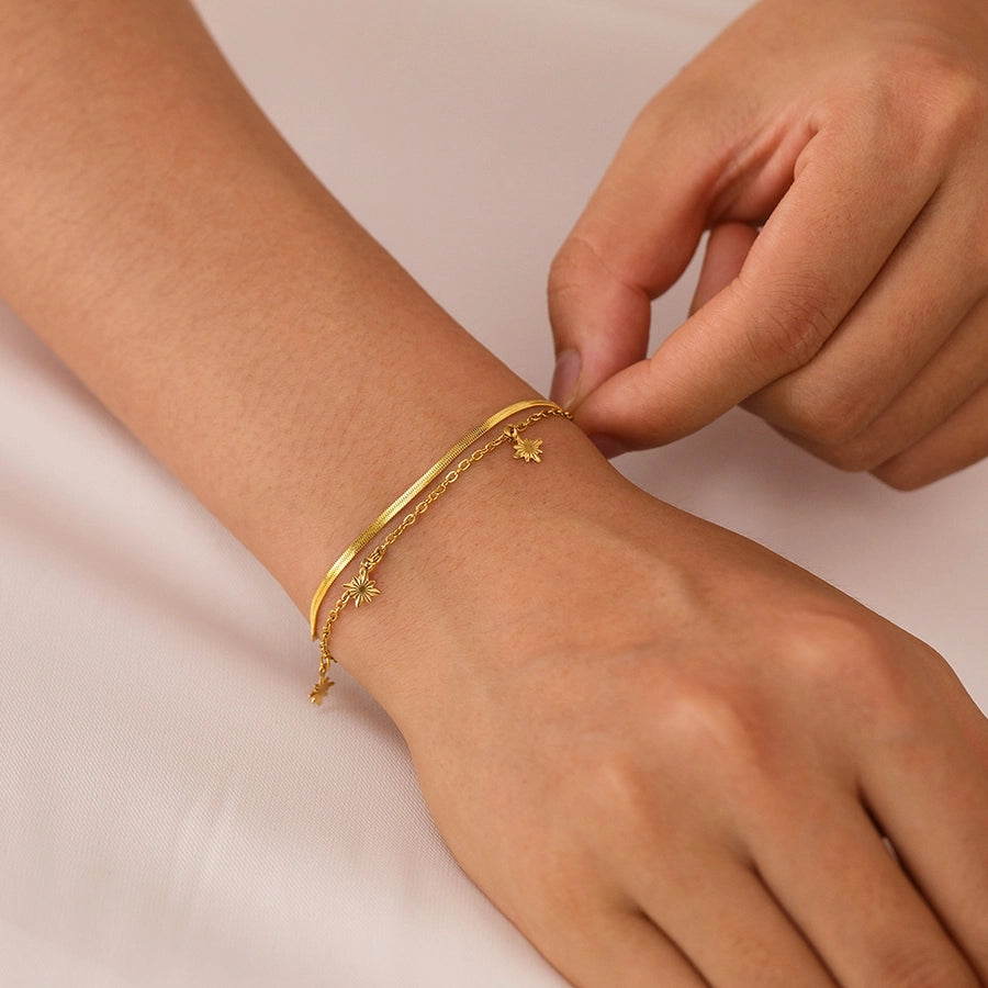 Simple Style Geometric 304 Stainless Steel cable chain snake chain Bracelets In Bulk