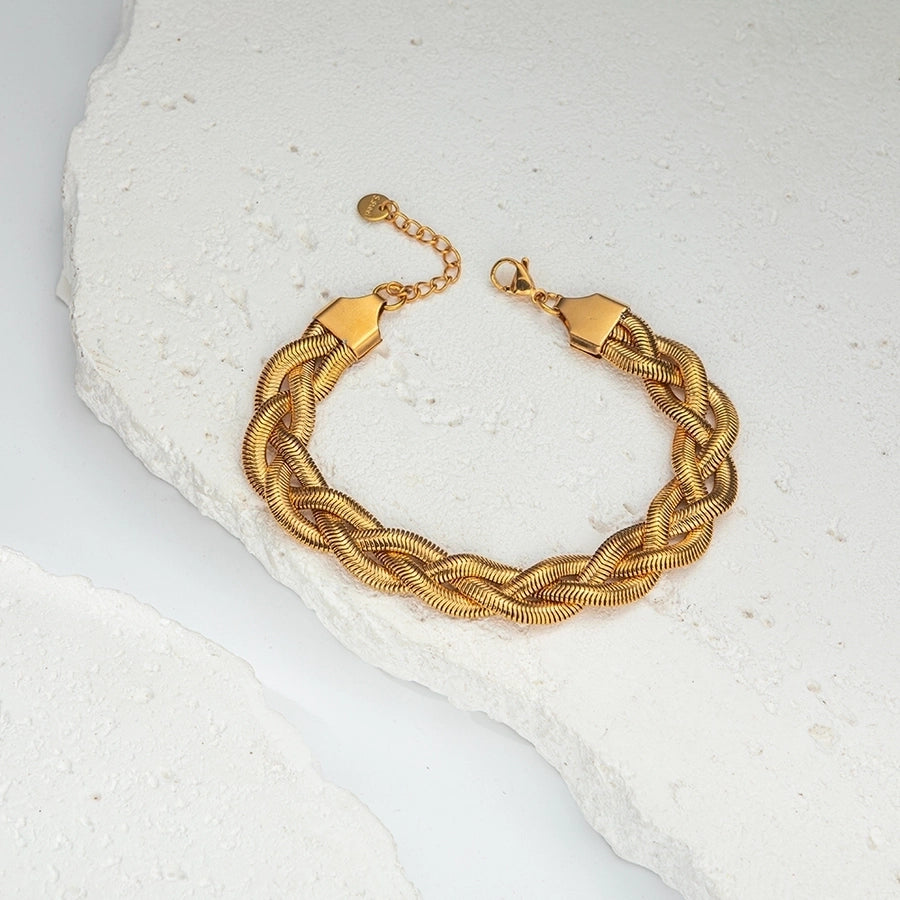 Casual Vacation Sweet Twist 304 Stainless Steel 14K Gold Plated Bracelets In Bulk