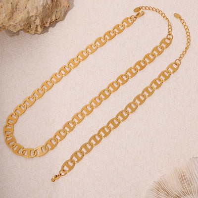 Jewelry Elegant Luxurious Vacation Geometric Titanium Steel 18K Gold Plated Plating Jewelry Set