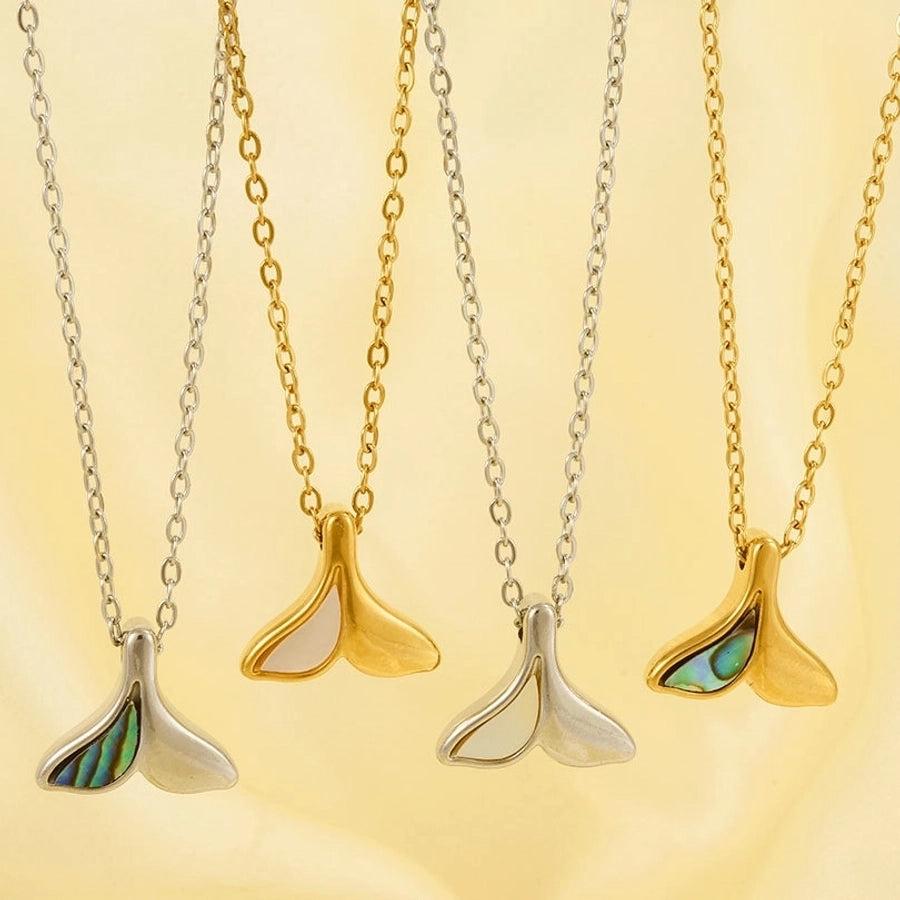 Jewelry Vintage Style Classic Style Fish Tail 304 Stainless Steel Shell 18K Gold Plated Irregular Plating Pendant Necklace