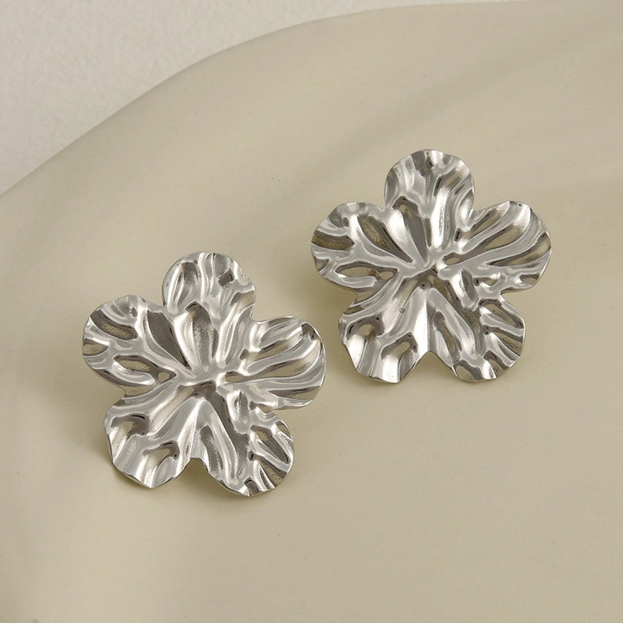 1 Pair Basic Simple Style Flower Plating 304 Stainless Steel Ear Studs