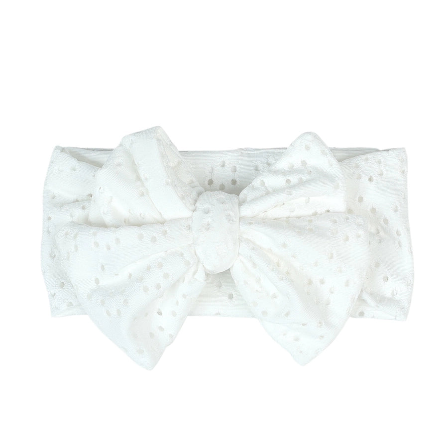 pastoral polka dots cloth bowknot hollow out hair band