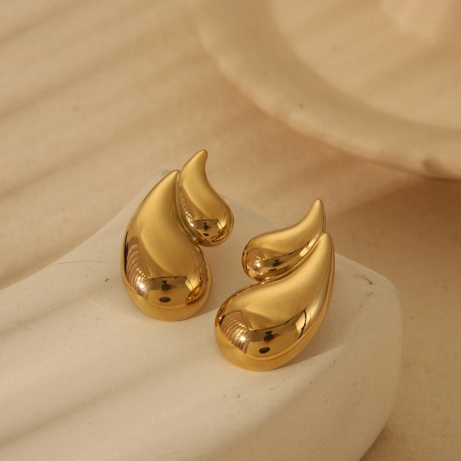 1 Pair Vintage Style Classic Style Water Droplets Mixed Metal Plating 304 Stainless Steel 18K Gold Plated Ear Studs