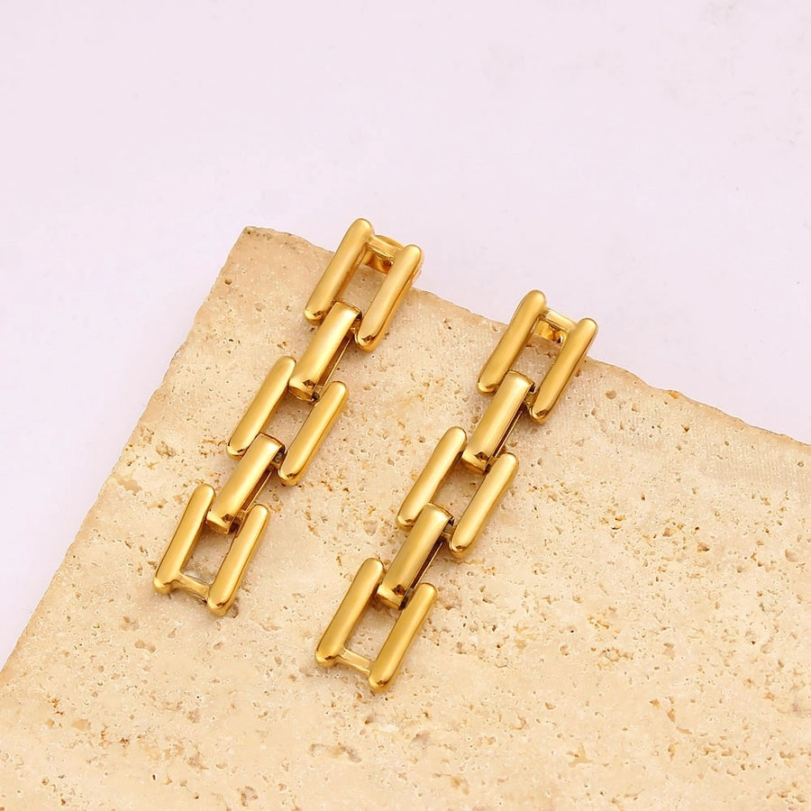 1 Pair Simple Style Commute Square 304 Stainless Steel 316 Stainless Steel  18K Gold Plated Drop Earrings