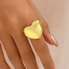 A Copper-Plated Gold Glossy Heart Inlaid Zircon Bow XINGX Sweet Light Luxury Daily Date Gift Women's Ring