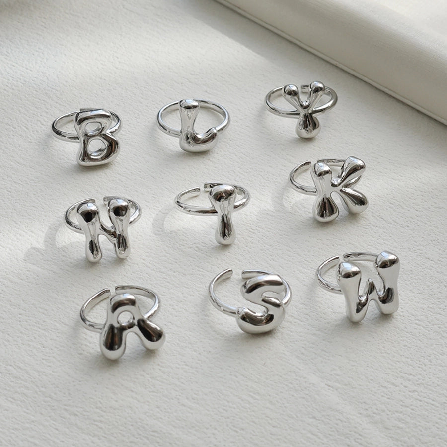 Copper Brass 18K Gold Plated Letter Open Rings