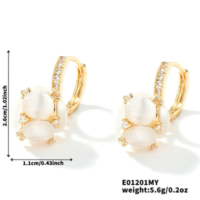 1 Pair Sweet Simple Style Shiny Geometric Heart Shape Inlay Copper Glass Zircon K Gold Plated Drop Earrings