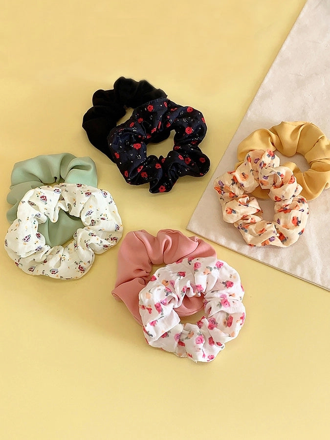 Women's Sweet Simple Style Ditsy Floral Solid Color Cloth Hair Tie