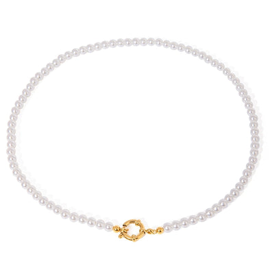 Jewelry Simple Style Classic Style Round 304 Stainless Steel Glass Pearl Beaded Necklace