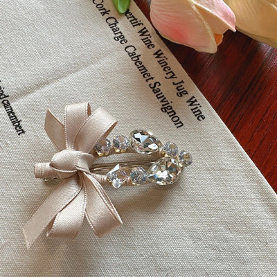 Korean Dongdaemun Hair Accessories Elegant Sweet Bow Rhinestone Hairpin Fashion Bangs Clip Side Clip Women's Side Hairpin