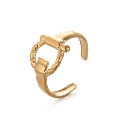 Jewelry Retro Four Leaf Clover Heart Shape 304 Stainless Steel Plating Open Rings