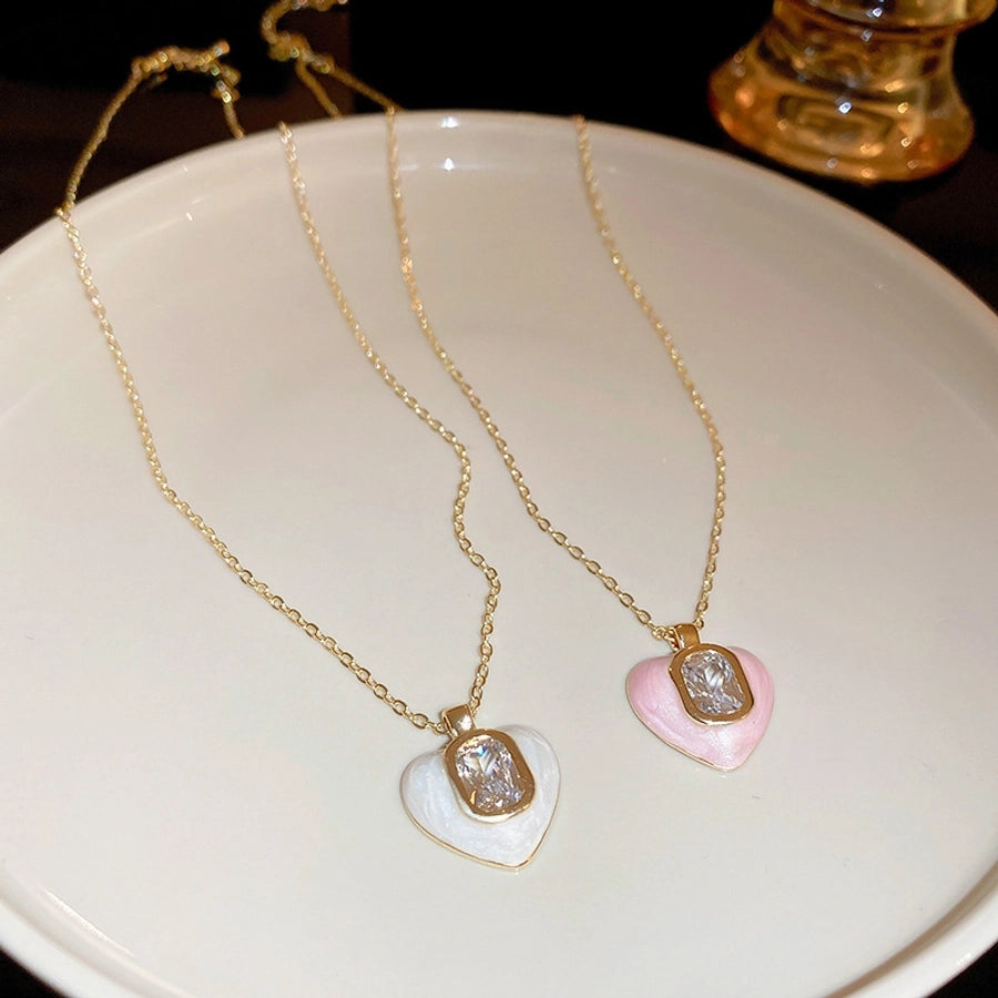 Copper Enamel Heart Shape Pendant Necklace