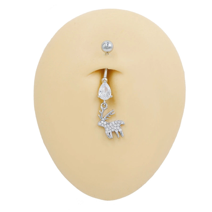 1 Piece Belly Rings Sexy Classic Style Snowflake 316 Stainless Steel  Alloy Plating Rhinestones Glass 18K Gold Plated White Gold Plated