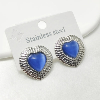 1 Pair Elegant Retro Commute Heart Shape 304 Stainless Steel Ear Studs
