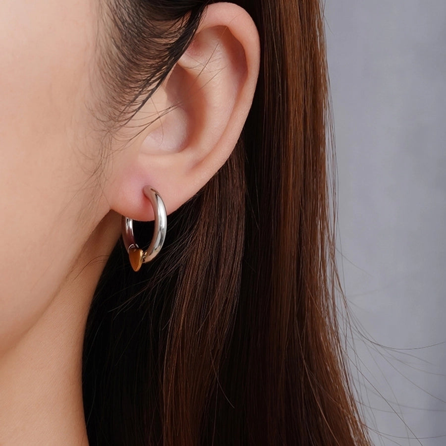 1 Pair IG Style Heart Shape 304 Stainless Steel 18K Gold Plated Earrings