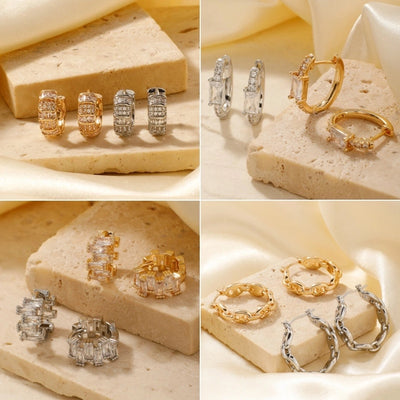 1 Pair Glam Simple Style Shiny Geometric Inlay Copper Zircon K Gold Plated Earrings