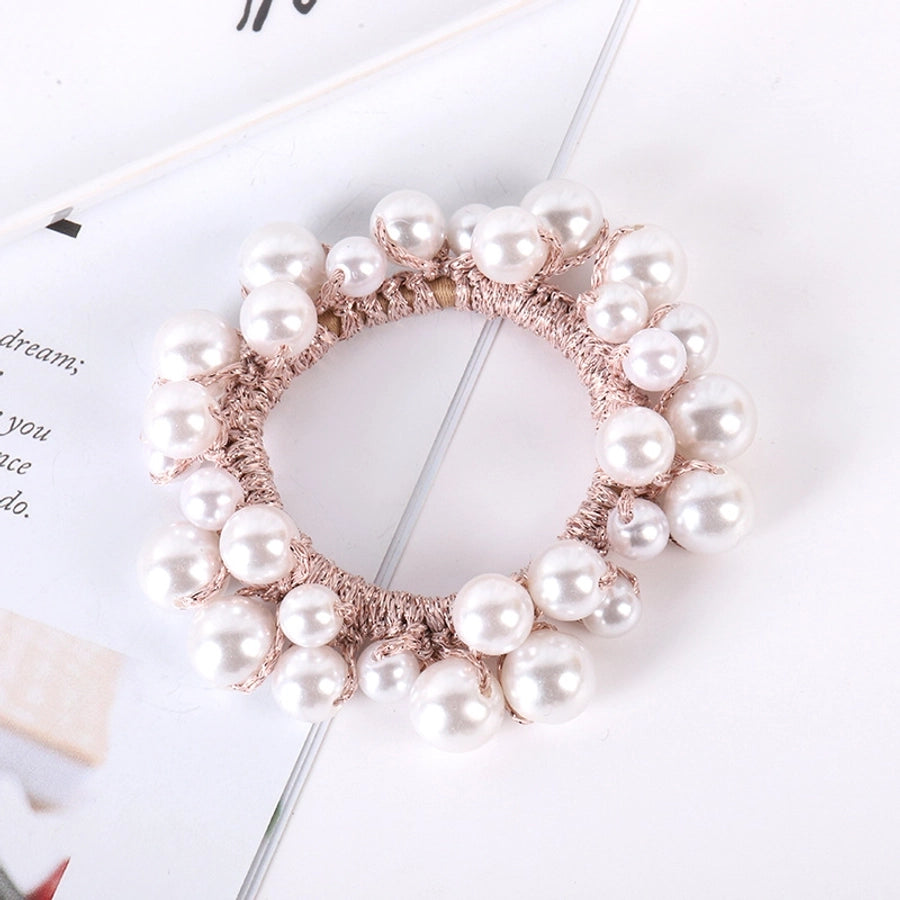 elegant geometric imitation pearl rhinestone hair tie