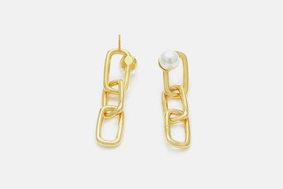 1 Pair Vintage Style Classic Style Geometric Plating Copper Pearl Drop Earrings