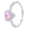 Copper Inlay Heart Shape Zircon Adjustable Ring