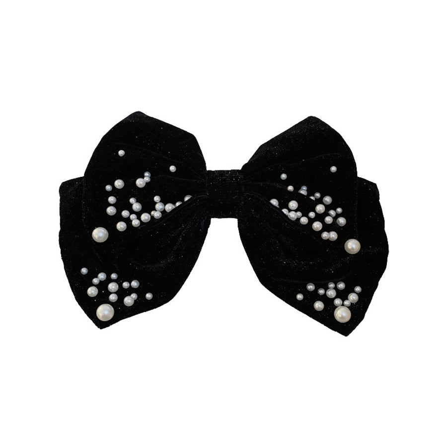 elegant tassel heart shape bow knot flannel inlay artificial pearls rhinestones hair clip 1 piece