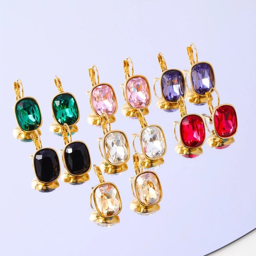 1 Pair IG Style Geometric 304 Stainless Steel Zircon 18K Gold Plated Earrings