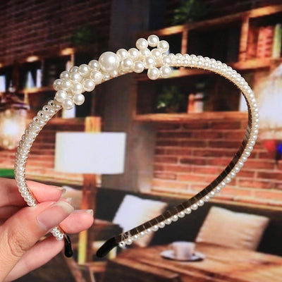 women's fashion waves alloy inlay artificial pearls headwear