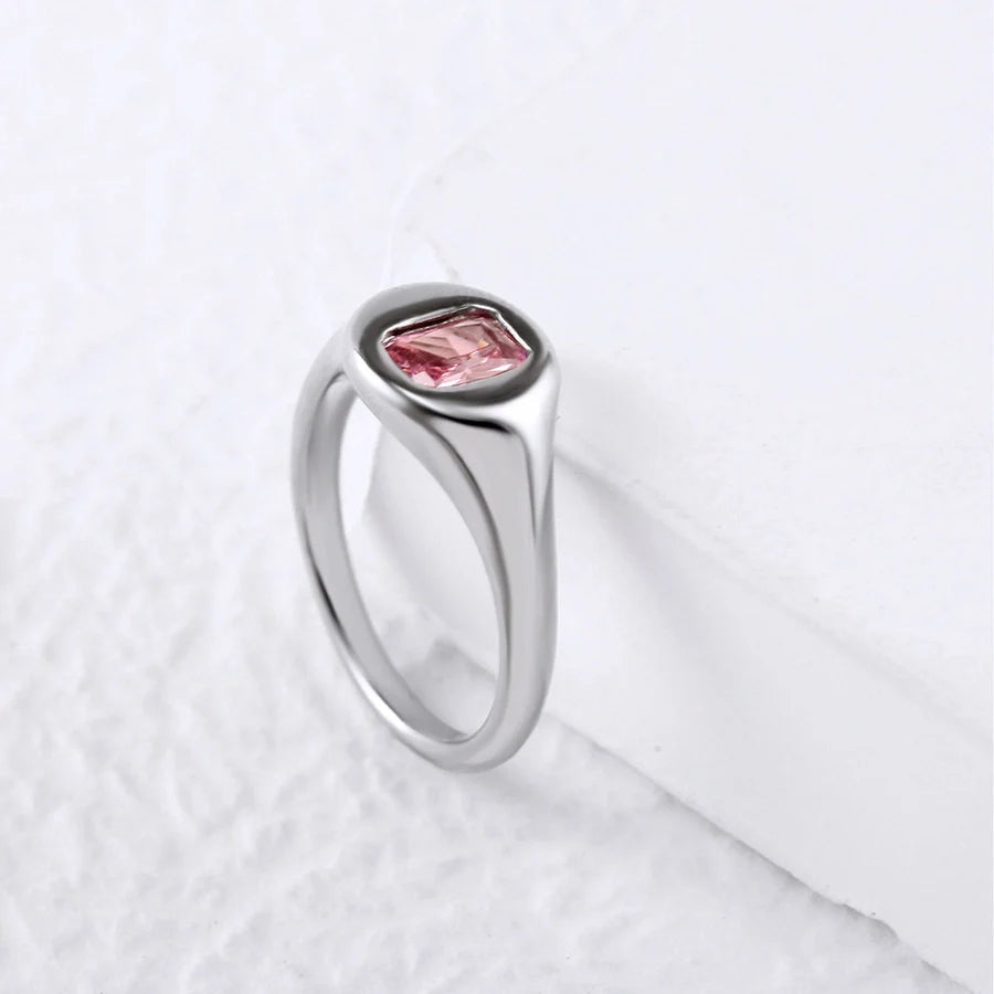 Jewelry Simple Style Geometric 304 Stainless Steel Zircon Inlay Rings