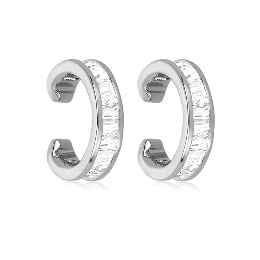 1 Pair Casual Simple Style Geometric Copper Zircon 24K Gold Plated Ear Cuffs