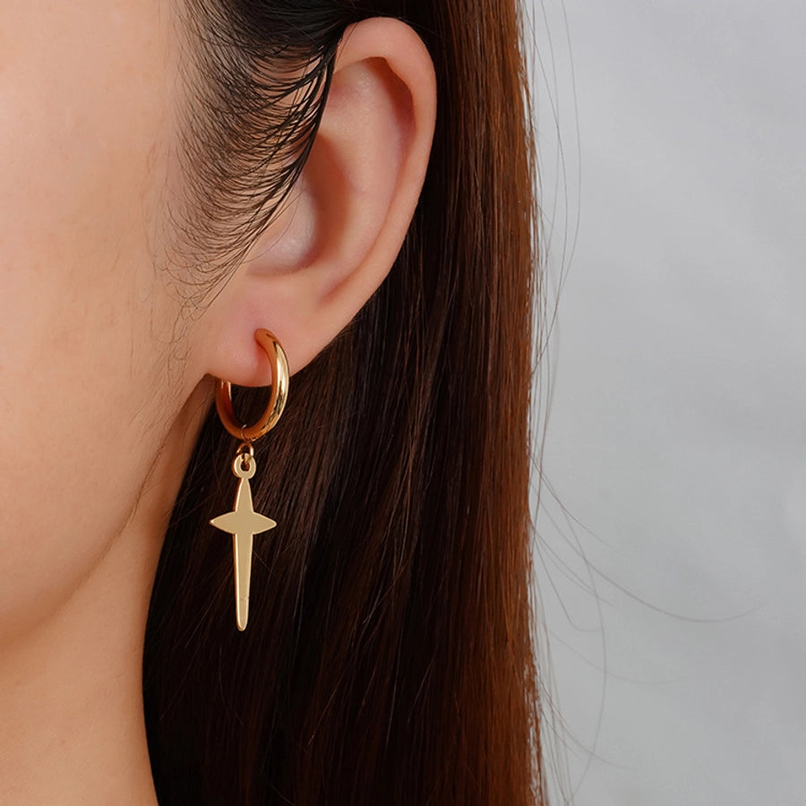 1 Pair Simple Style Star 304 Stainless Steel Drop Earrings