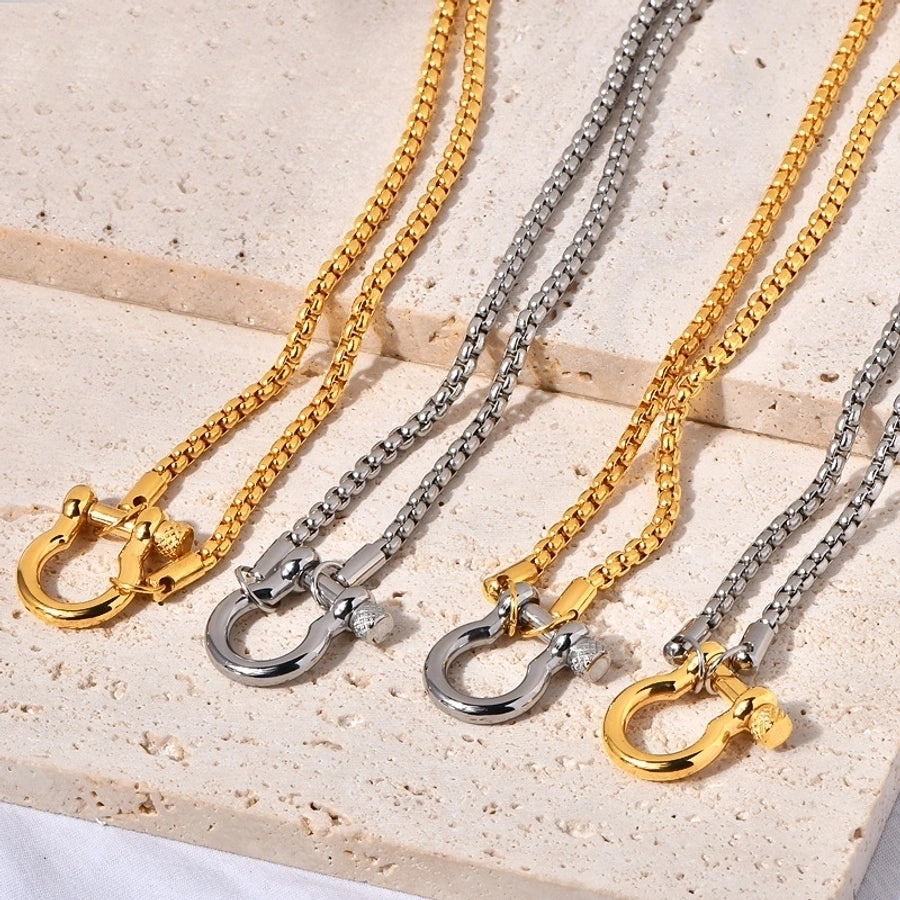 Jewelry Classic Style Solid Color Horseshoe 304 Stainless Steel Titanium Steel 18K Gold 18K Gold Plated Stainless Steel Necklaces