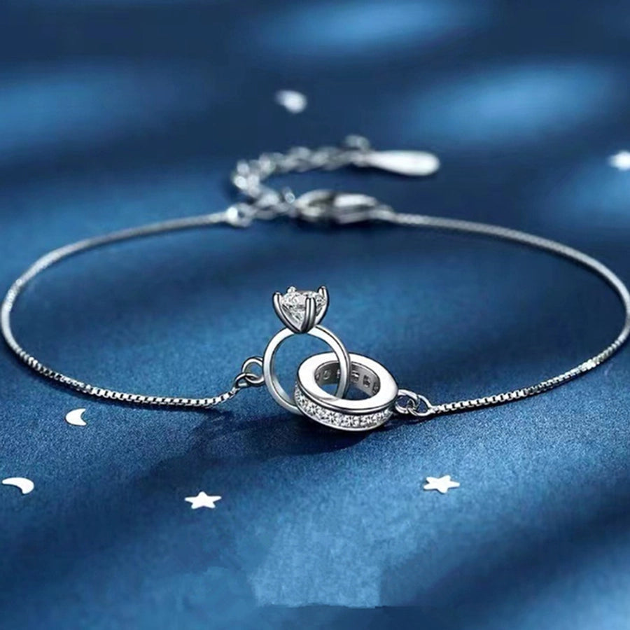 Copper Inlay Round Square Heart Shape Imitation Moissanite Bracelets