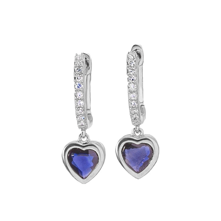 1 Pair IG Style Shiny Heart Shape Inlay Copper Zircon Gold Plated Drop Earrings