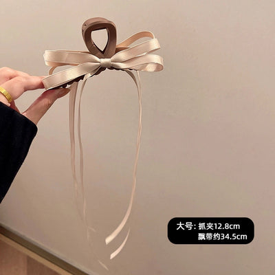 Exquisite ballet style grab clip ribbon bow hairpin female back head elegant elegant shark clip