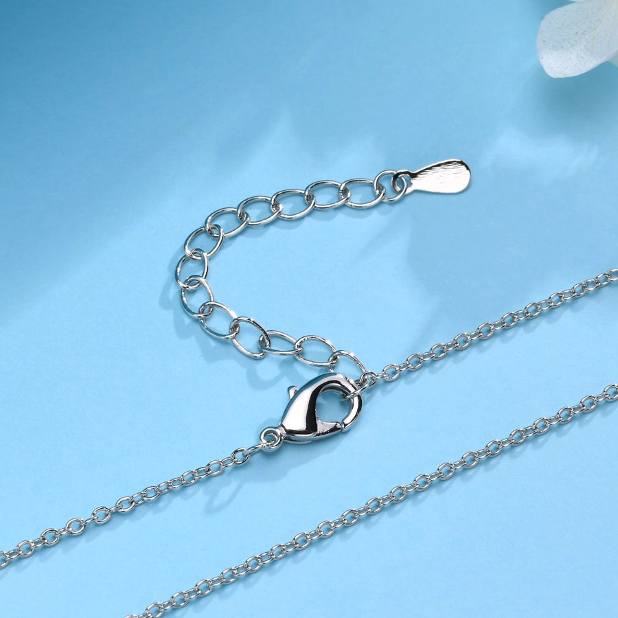 Copper Inlay Heart Shape Zircon Pendant Necklace