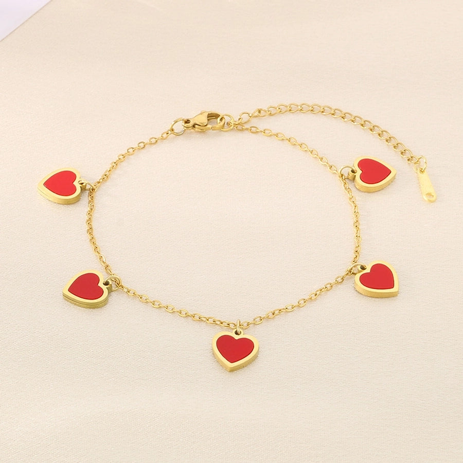 Simple Style Heart Shape 304 Stainless Steel 18K Gold Plated Bracelets In Bulk