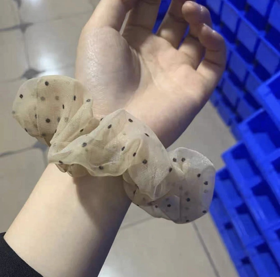casual simple style polka dots gauze printing hair tie