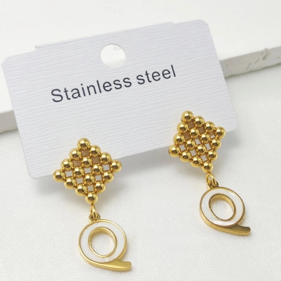 1 Pair Elegant Retro Commute Letter Square 304 Stainless Steel 18K Gold Plated Drop Earrings