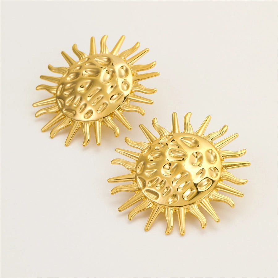 1 Pair Retro Sun 304 Stainless Steel 18K Gold Plated Ear Studs