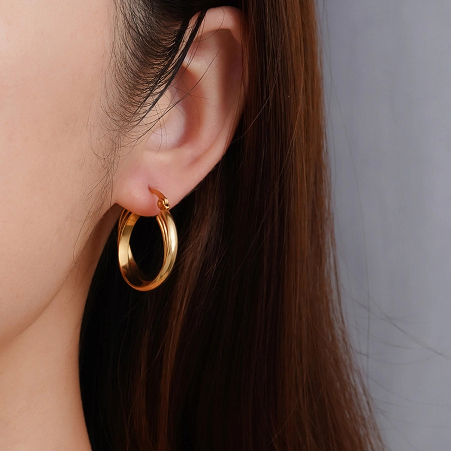 1 Pair Simple Style Solid Color 304 Stainless Steel 18K Gold Plated Earrings