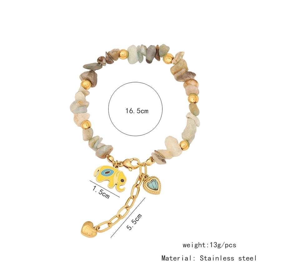 Elegant Commute Heart Shape Eye 18K Gold Plated 304 Stainless Steel Stone  Bracelets