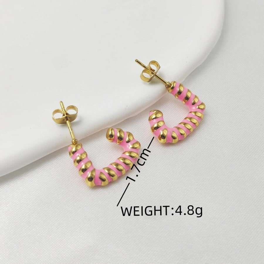 1 Pair Elegant Classic Style Geometric Enamel 304 Stainless Steel Stainless Steel Earrings